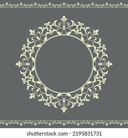 Decorative frame Elegant vector element for design in Eastern style, place for text. Floral gray border. Lace illustration for invitations and greeting cards