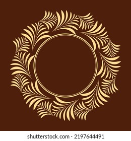 Decorative frame Elegant vector element for design in Eastern style, place for text. Floral golden and brown border. Lace illustration for invitations and greeting cards