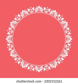 Decorative frame Elegant vector element for design in Eastern style, place for text. Floral pink and white border. Lace illustration for invitations and greeting cards