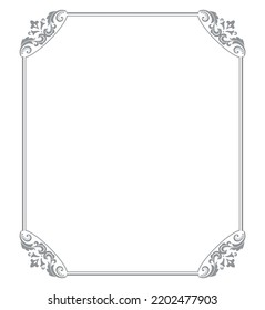 Decorative frame Elegant vector element for design in Eastern style, place for text. Floral gray and white border. Lace illustration for invitations and greeting cards