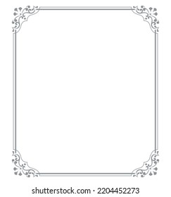 Decorative frame Elegant vector element for design in Eastern style, place for text. Floral gray and white border. Lace illustration for invitations and greeting cards