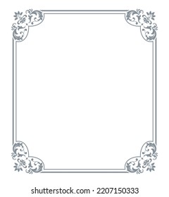 Decorative frame Elegant vector element for design in Eastern style, place for text. Floral gray and white border. Lace illustration for invitations and greeting cards