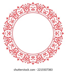 Decorative frame Elegant vector element for design in Eastern style, place for text. Floral pink and white border. Lace illustration for invitations and greeting cards