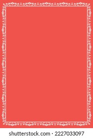 Decorative frame Elegant vector element for design in Eastern style, place for text. Floral pink and white border. Lace illustration for invitations and greeting cards