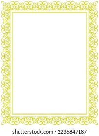 Decorative frame Elegant vector element for design in Eastern style, place for text. Floral yellow and white border. Lace illustration for invitations and greeting cards