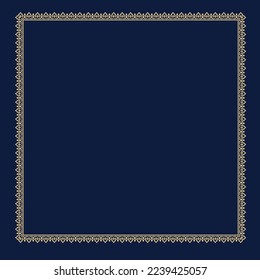 Decorative frame Elegant vector element for design in Eastern style, place for text. Floral golden and dark blue border. Lace illustration for invitations and greeting cards