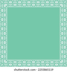 Decorative frame Elegant vector element for design in Eastern style, place for text. Floral green and white border. Lace illustration for invitations and greeting cards