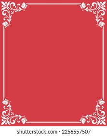 Decorative frame Elegant vector element for design in Eastern style, place for text. Floral red and white border. Lace illustration for invitations and greeting cards