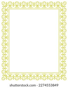 Decorative frame Elegant vector element for design in Eastern style, place for text. Floral yellow and white border. Lace illustration for invitations and greeting cards