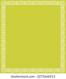 Decorative frame Elegant vector element for design in Eastern style, place for text. Floral yellow and white border. Lace illustration for invitations and greeting cards