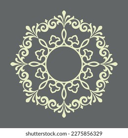 Decorative frame Elegant vector element for design in Eastern style, place for text. Floral gray and beige border. Lace illustration for invitations and greeting cards