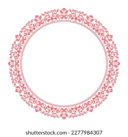 Decorative frame Elegant vector element for design in Eastern style, place for text. Floral pink and white border. Lace illustration for invitations and greeting cards
