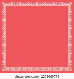 Decorative frame Elegant vector element for design in Eastern style, place for text. Floral red and white border. Lace illustration for invitations and greeting cards
