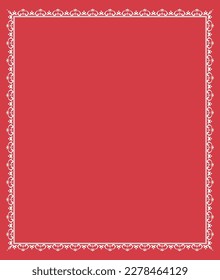 Decorative frame Elegant vector element for design in Eastern style, place for text. Floral red and white border. Lace illustration for invitations and greeting cards