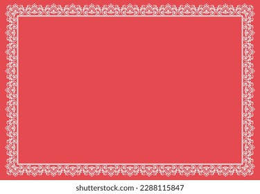 Decorative frame Elegant vector element for design in Eastern style, place for text. Floral pink and white border. Lace illustration for invitations and greeting cards