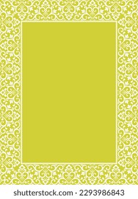 Decorative frame Elegant vector element for design in Eastern style, place for text. Floral yellow and white border. Lace illustration for invitations and greeting cards