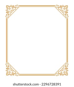 Decorative frame Elegant vector element for design in Eastern style, place for text. Floral golden and white border. Lace illustration for invitations and greeting cards.