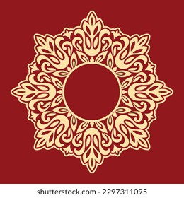 Decorative frame Elegant vector element for design in Eastern style, place for text. Floral golden and red border. Lace illustration for invitations and greeting cards
