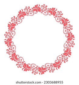 Decorative frame Elegant vector element for design in Eastern style, place for text. Floral pink and white border. Lace illustration for invitations and greeting cards
