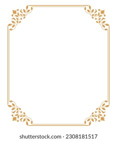 Decorative frame Elegant vector element for design in Eastern style, place for text. Floral golden and white border. Lace illustration for invitations and greeting cards.