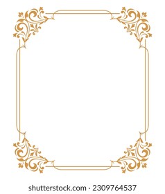 Decorative frame Elegant vector element for design in Eastern style, place for text. Floral golden and white border. Lace illustration for invitations and greeting cards.