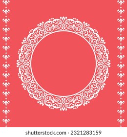 Decorative frame Elegant vector element for design in Eastern style, place for text. Floral golden and white border. Lace illustration for invitations and greeting cards.
