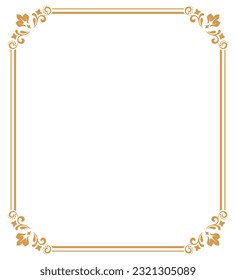 Decorative frame Elegant vector element for design in Eastern style, place for text. Floral golden and white border. Lace illustration for invitations and greeting cards.