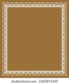 Decorative frame Elegant vector element for design in Eastern style, place for text. Floral brown and white border. Lace illustration for invitations and greeting cards