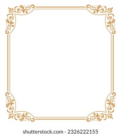 Decorative frame Elegant vector element for design in Eastern style, place for text. Floral golden and white border. Lace illustration for invitations and greeting cards.