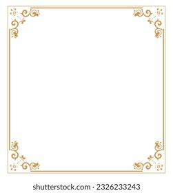 Decorative frame Elegant vector element for design in Eastern style, place for text. Floral golden and white border. Lace illustration for invitations and greeting cards.