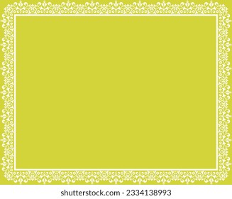 Decorative frame Elegant vector element for design in Eastern style, place for text. Floral yellow and white border. Lace illustration for invitations and greeting cards