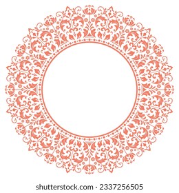 Decorative frame Elegant vector element for design in Eastern style, place for text. Floral pink and white border. Lace illustration for invitations and greeting cards