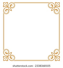 Decorative frame Elegant vector element for design in Eastern style, place for text. Floral golden and white border. Lace illustration for invitations and greeting cards.
