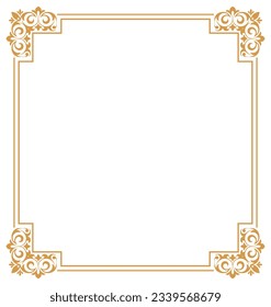 Decorative frame Elegant vector element for design in Eastern style, place for text. Floral golden and white border. Lace illustration for invitations and greeting cards.