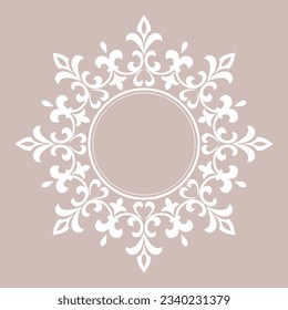 Decorative frame Elegant vector element for design in Eastern style, place for text. Floral beige and white border. Lace illustration for invitations and greeting cards