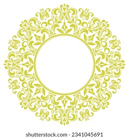 Decorative frame Elegant vector element for design in Eastern style, place for text. Floral yellow and white border. Lace illustration for invitations and greeting cards