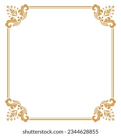 Decorative frame Elegant vector element for design in Eastern style, place for text. Floral golden and white border. Lace illustration for invitations and greeting cards.