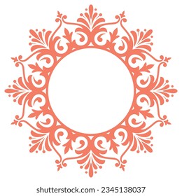 Decorative frame Elegant vector element for design in Eastern style, place for text. Floral pink and white border. Lace illustration for invitations and greeting cards