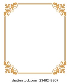 Decorative frame Elegant vector element for design in Eastern style, place for text. Floral golden and white border. Lace illustration for invitations and greeting cards.
