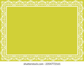 Decorative frame Elegant vector element for design in Eastern style, place for text. Floral yellow and white border. Lace illustration for invitations and greeting cards