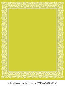 Decorative frame Elegant vector element for design in Eastern style, place for text. Floral yellow and white border. Lace illustration for invitations and greeting cards