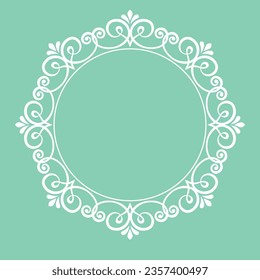 Decorative frame Elegant vector element for design in Eastern style, place for text. Floral green and white border. Lace illustration for invitations and greeting cards
