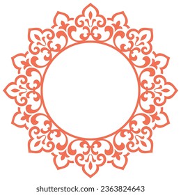 Decorative frame Elegant vector element for design in Eastern style, place for text. Floral pink and white border. Lace illustration for invitations and greeting cards
