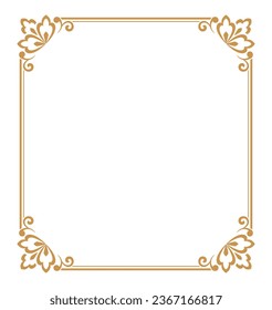 Decorative frame Elegant vector element for design in Eastern style, place for text. Floral golden and white border. Lace illustration for invitations and greeting cards.