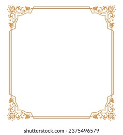 Decorative frame Elegant vector element for design in Eastern style, place for text. Floral golden and white border. Lace illustration for invitations and greeting cards.