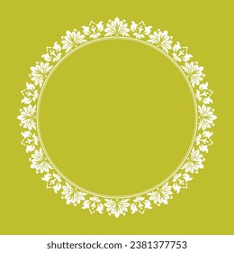 Decorative frame Elegant vector element for design in Eastern style, place for text. Floral yellow and white border. Lace illustration for invitations and greeting cards