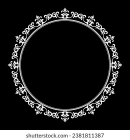 Decorative frame Elegant vector element for design in Eastern style, place for text. Floral black and white border. Lace illustration for invitations and greeting cards