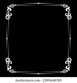 Decorative frame Elegant vector element for design in Eastern style, place for text. Floral black and white border. Lace illustration for invitations and greeting cards