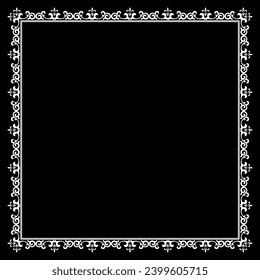Decorative frame Elegant vector element for design in Eastern style, place for text. Floral black and white border. Lace illustration for invitations and greeting cards