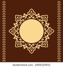 Decorative frame Elegant vector element for design in Eastern style, place for text. Floral golden and brown border. Lace illustration for invitations and greeting cards